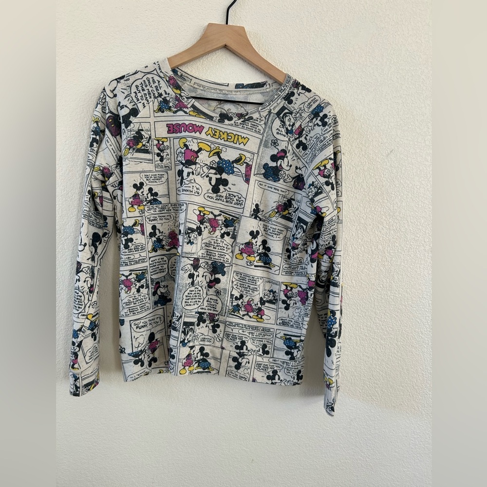 Disney Mickey Comic Strip Tee - White with Black, Yellow, Pink